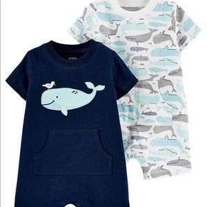 Baby Boy's 2 Pack Cotton Romper Creeper Set